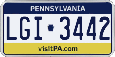 PA license plate LGI3442