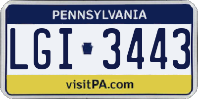 PA license plate LGI3443