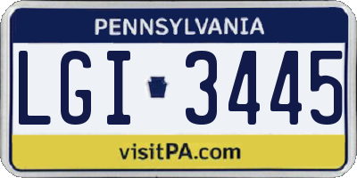 PA license plate LGI3445