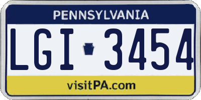 PA license plate LGI3454