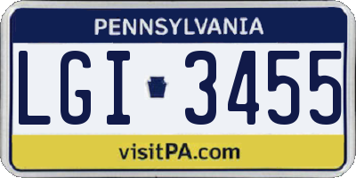 PA license plate LGI3455