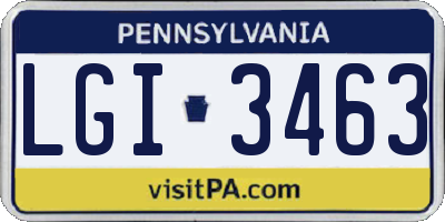 PA license plate LGI3463
