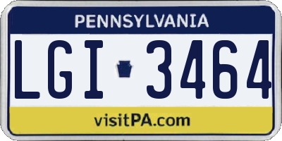 PA license plate LGI3464
