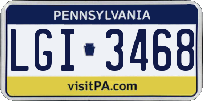 PA license plate LGI3468