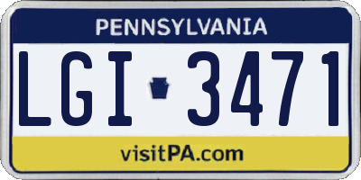 PA license plate LGI3471