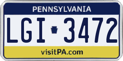 PA license plate LGI3472