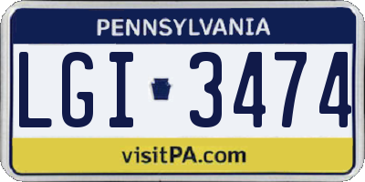 PA license plate LGI3474