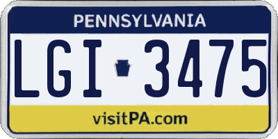 PA license plate LGI3475