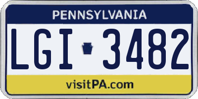 PA license plate LGI3482