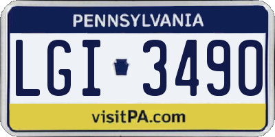PA license plate LGI3490