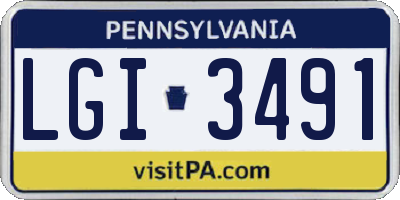PA license plate LGI3491