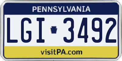 PA license plate LGI3492
