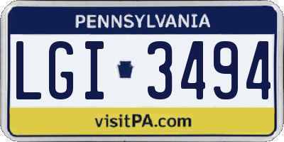 PA license plate LGI3494