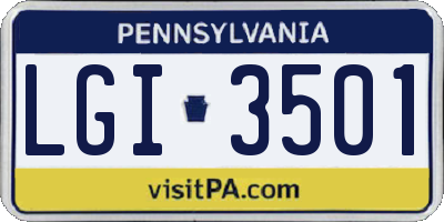 PA license plate LGI3501