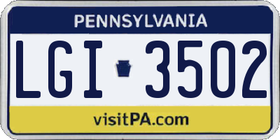 PA license plate LGI3502