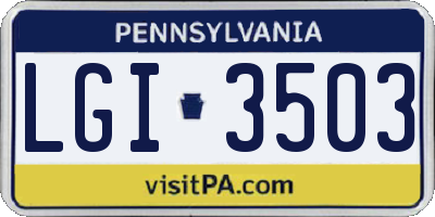 PA license plate LGI3503