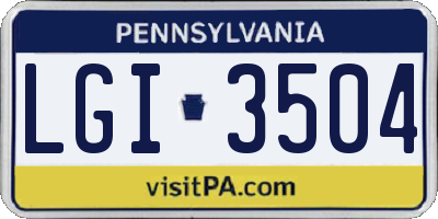 PA license plate LGI3504