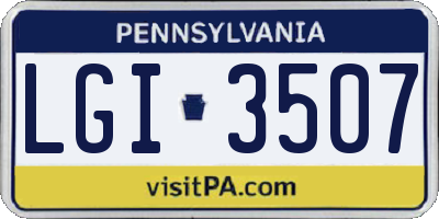 PA license plate LGI3507