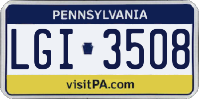 PA license plate LGI3508
