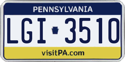PA license plate LGI3510