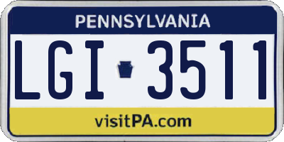 PA license plate LGI3511