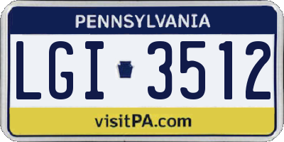 PA license plate LGI3512