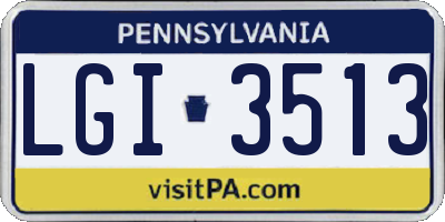 PA license plate LGI3513