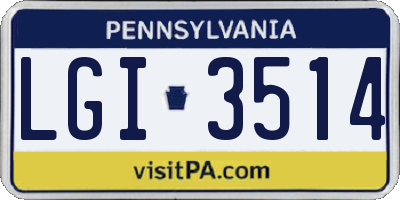 PA license plate LGI3514