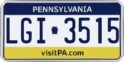 PA license plate LGI3515