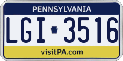 PA license plate LGI3516