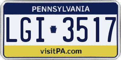 PA license plate LGI3517