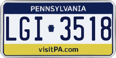 PA license plate LGI3518