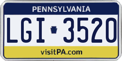 PA license plate LGI3520