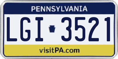 PA license plate LGI3521