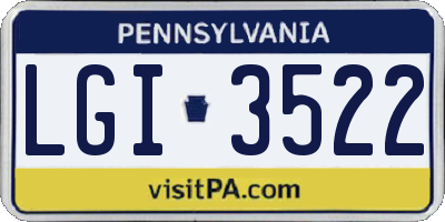 PA license plate LGI3522
