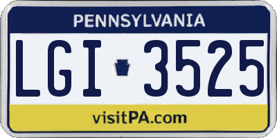 PA license plate LGI3525