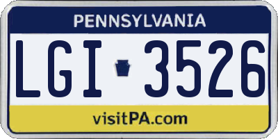 PA license plate LGI3526