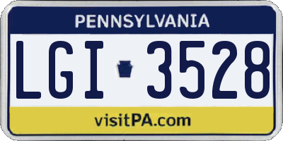 PA license plate LGI3528