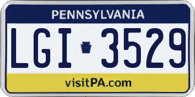 PA license plate LGI3529