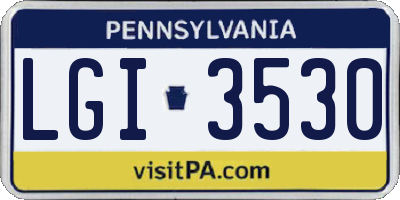 PA license plate LGI3530