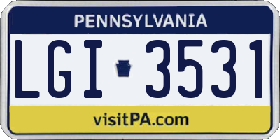 PA license plate LGI3531
