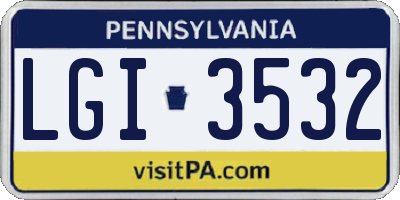 PA license plate LGI3532