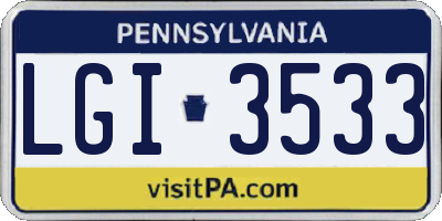 PA license plate LGI3533