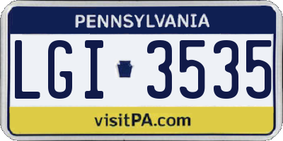 PA license plate LGI3535