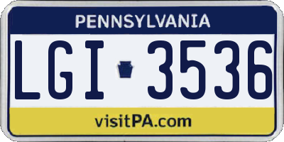 PA license plate LGI3536