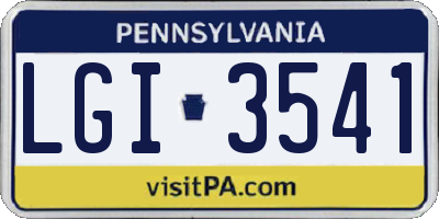 PA license plate LGI3541