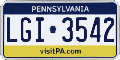 PA license plate LGI3542