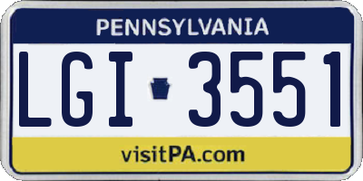 PA license plate LGI3551