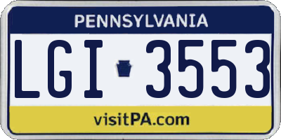 PA license plate LGI3553