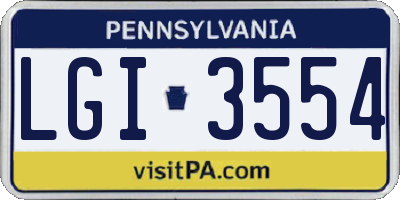 PA license plate LGI3554